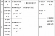 贛州銀行尋烏支行因貸后管理不到位被罰30萬(wàn)元