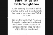 TikTok停止在美服務(wù)，稱特朗普表示上任后將共同尋求恢復(fù)其使用