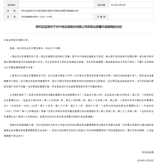 中信證券，被采取監(jiān)管措施！招商證券、華鑫證券也被點(diǎn)名