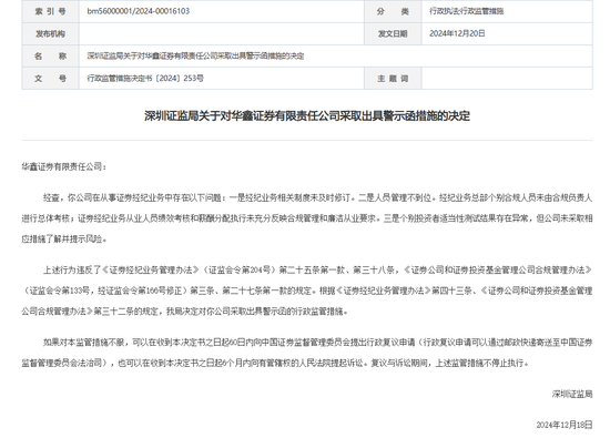 中信證券，被采取監(jiān)管措施！招商證券、華鑫證券也被點(diǎn)名