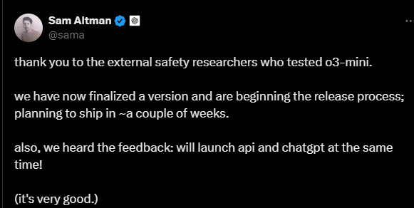 DeepSeek動搖信心？OpenAI或在周五緊急上線最強模型O3 Mini