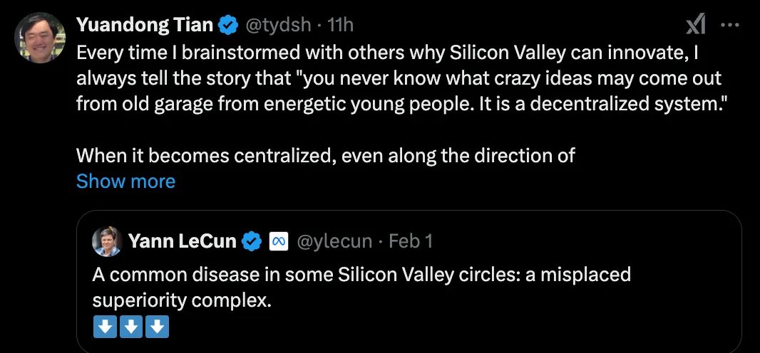 DeepSeek綜合征？Yann LeCun：硅谷存在一種“錯位的優(yōu)越感”
