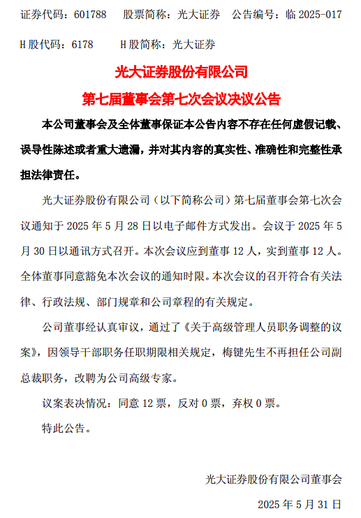 下課！光大證券副總裁